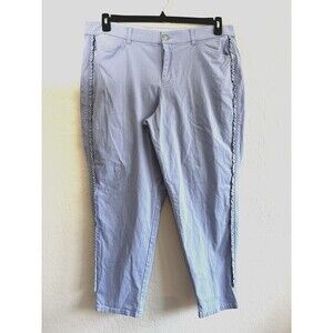 Lane Bryant Woman's Trousers Size 18 Baby Blue Ruffle Office Work Career Minimal
